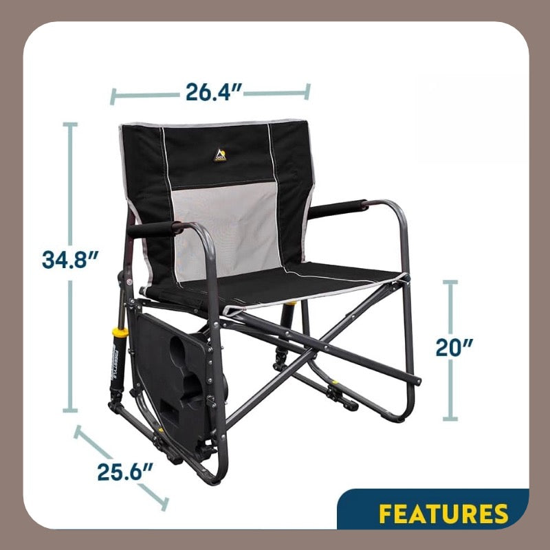 Comfort Camping Chair — Portable & Foldable · Padded Seat · Side Cup Holder for a More Relaxing Outdoor Experience.