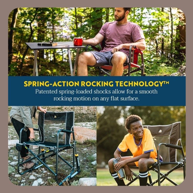 Comfort Camping Chair — Portable & Foldable · Padded Seat · Side Cup Holder for a More Relaxing Outdoor Experience.