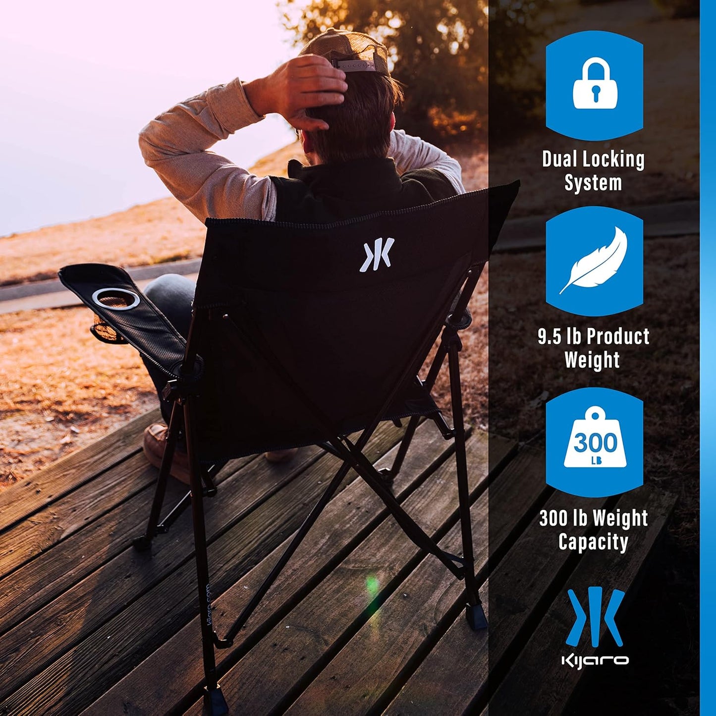Folding Camp Chair for Camping, Beach, Picnic & Sporting Events with Carry Bag