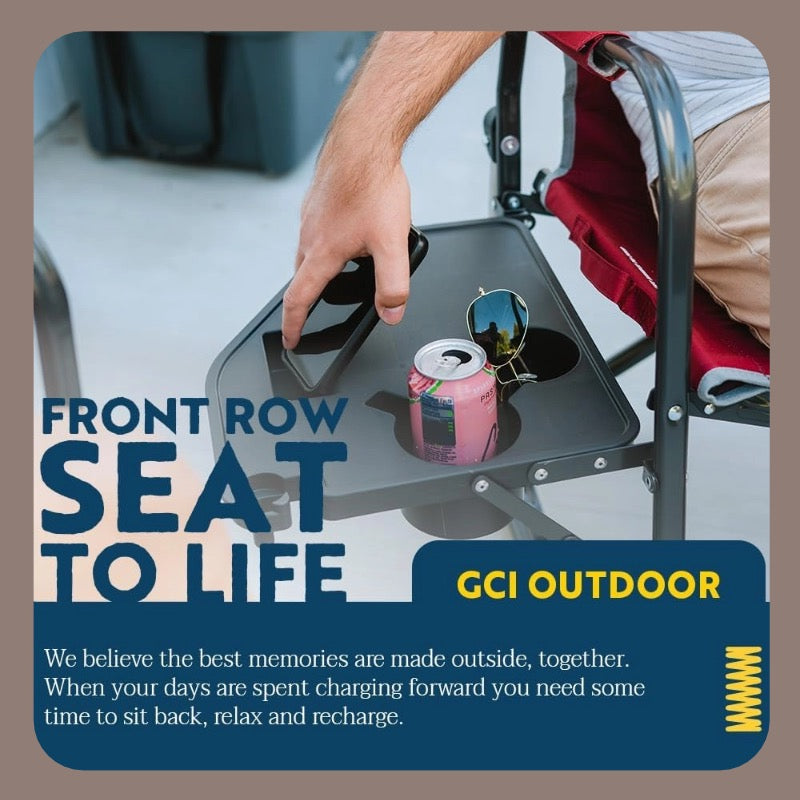 Comfort Camping Chair — Portable & Foldable · Padded Seat · Side Cup Holder for a More Relaxing Outdoor Experience.