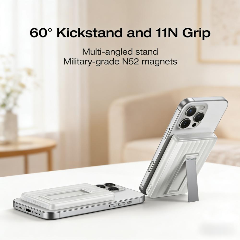 Magnetic Wireless Power Bank, 10,000mAh, 30W Fast Charging, Compatible with iPhone & AirPods, White