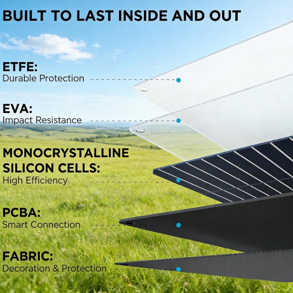 110W Foldable Solar Panel, 23% Efficiency, IP68 Waterproof & Dustproof, for Camping & RVs