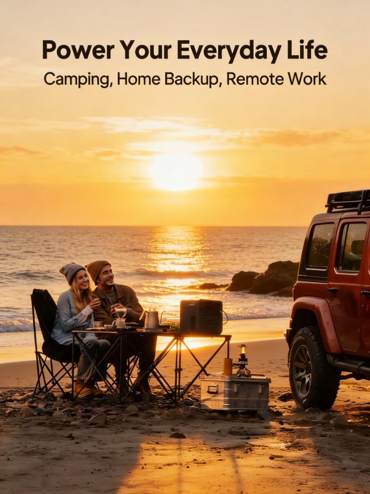2000Wh Portable Solar Generator, 4 AC Outlets, 17-Year Lifespan, Off-grid Power for Camping