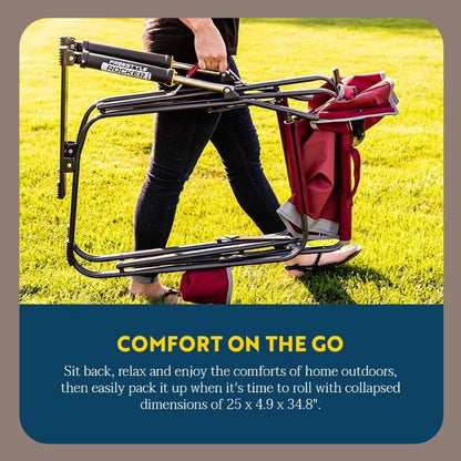 Comfort Camping Chair — Portable & Foldable · Padded Seat · Side Cup Holder for a More Relaxing Outdoor Experience.