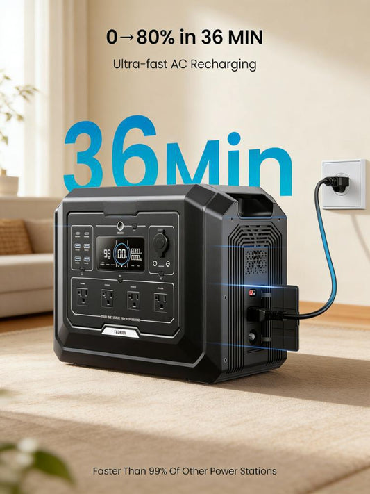 Fast Charging – 1400W AC charging & 800W solar charging, expandable to 5120Wh.